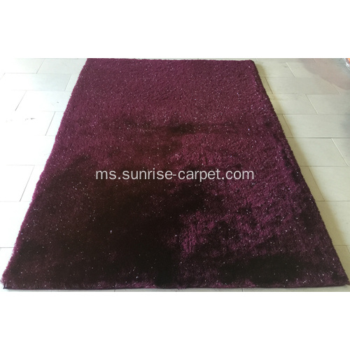 Silk Polyester Nipis Shaggy dengan Karpet Karpet Lurex